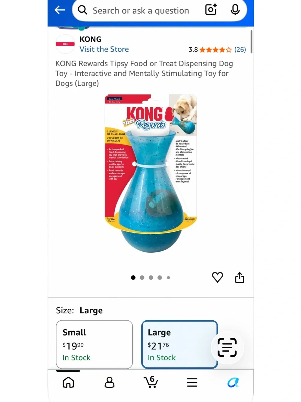 NWT Kong Blue Speckled Tipsy Treat-Dispensing Dog Toy